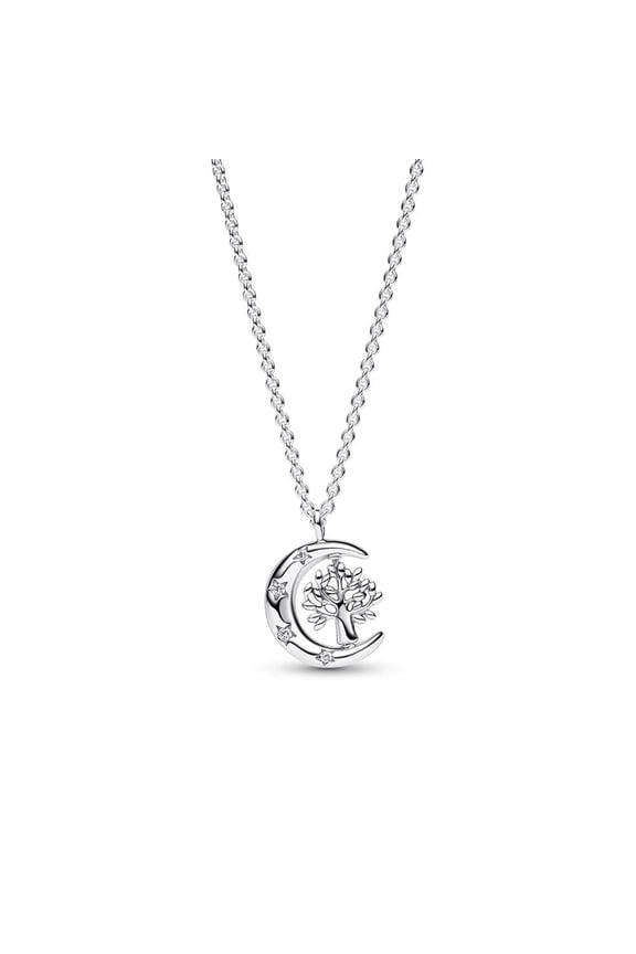 Moon & Spinning Tree of Life Pendant Necklace