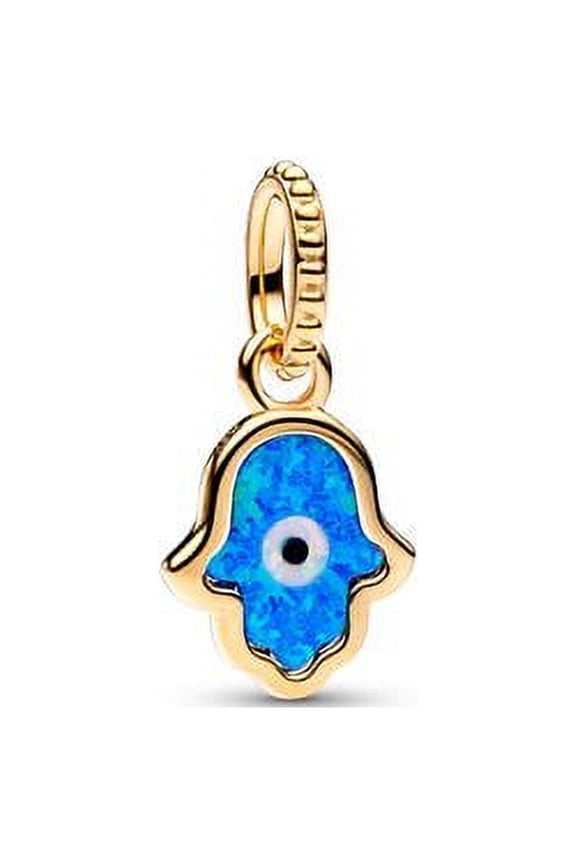 Opalescent Blue Hamsa Hand Dangle Charm