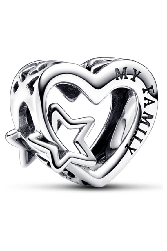 Open Family Heart and Star Charm