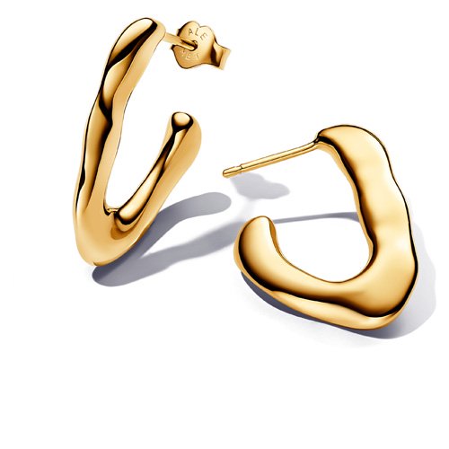 Pandora Organically V-shaped Open Hoop Earrings 14k gold plating