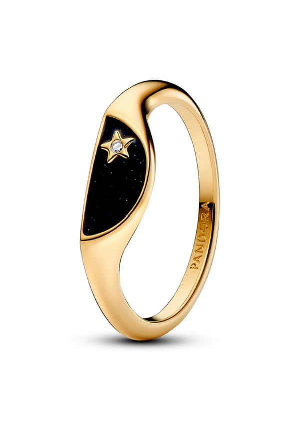 ME Halved Enamel Signet Ring 14k gold plating