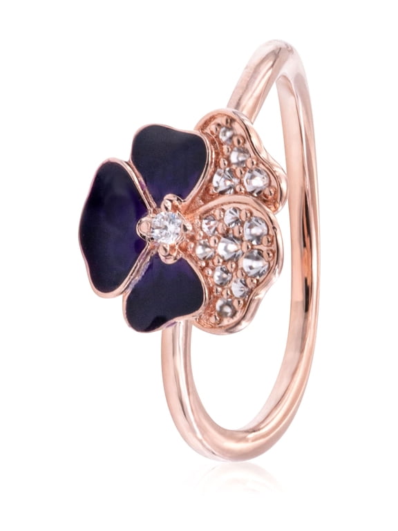 Deep Purple Pansy Flower Ring