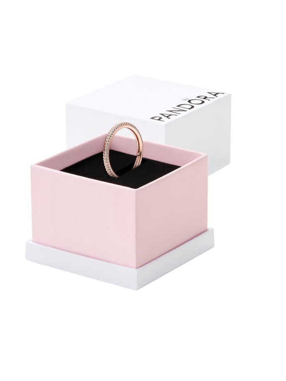 ME Pav Ring - Rose Gold Ring for Women - Layering or Stackable Ring - Gift for Her - 14k Rose Gold-Plated Rose with Cubic Zirconia - Size 4.5, With Gift Box