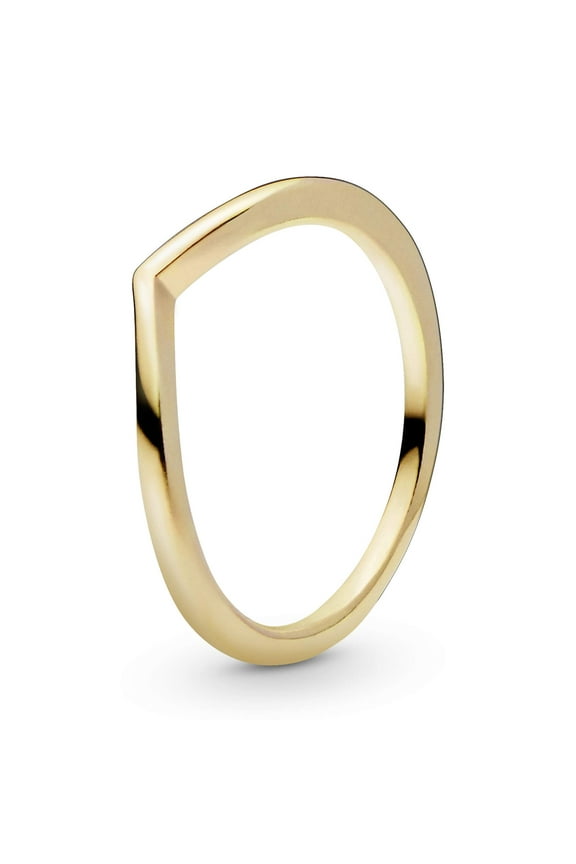 Polished Wishbone Ring - Minimalist Chevron Shape Ring - Stackable Gold Ring for Women - 14k Gold-Plated Shine - Size 6, No Gift Box