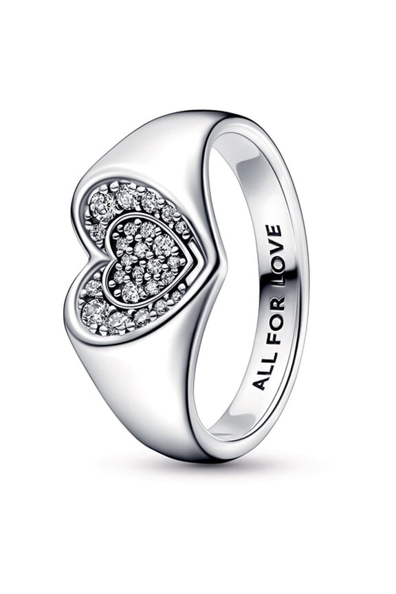 Radiant Heart Pave Signet Ring