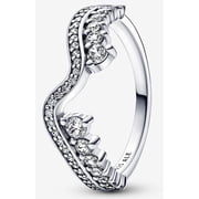 Pandora Sparkling Asymmetric Wave Ring