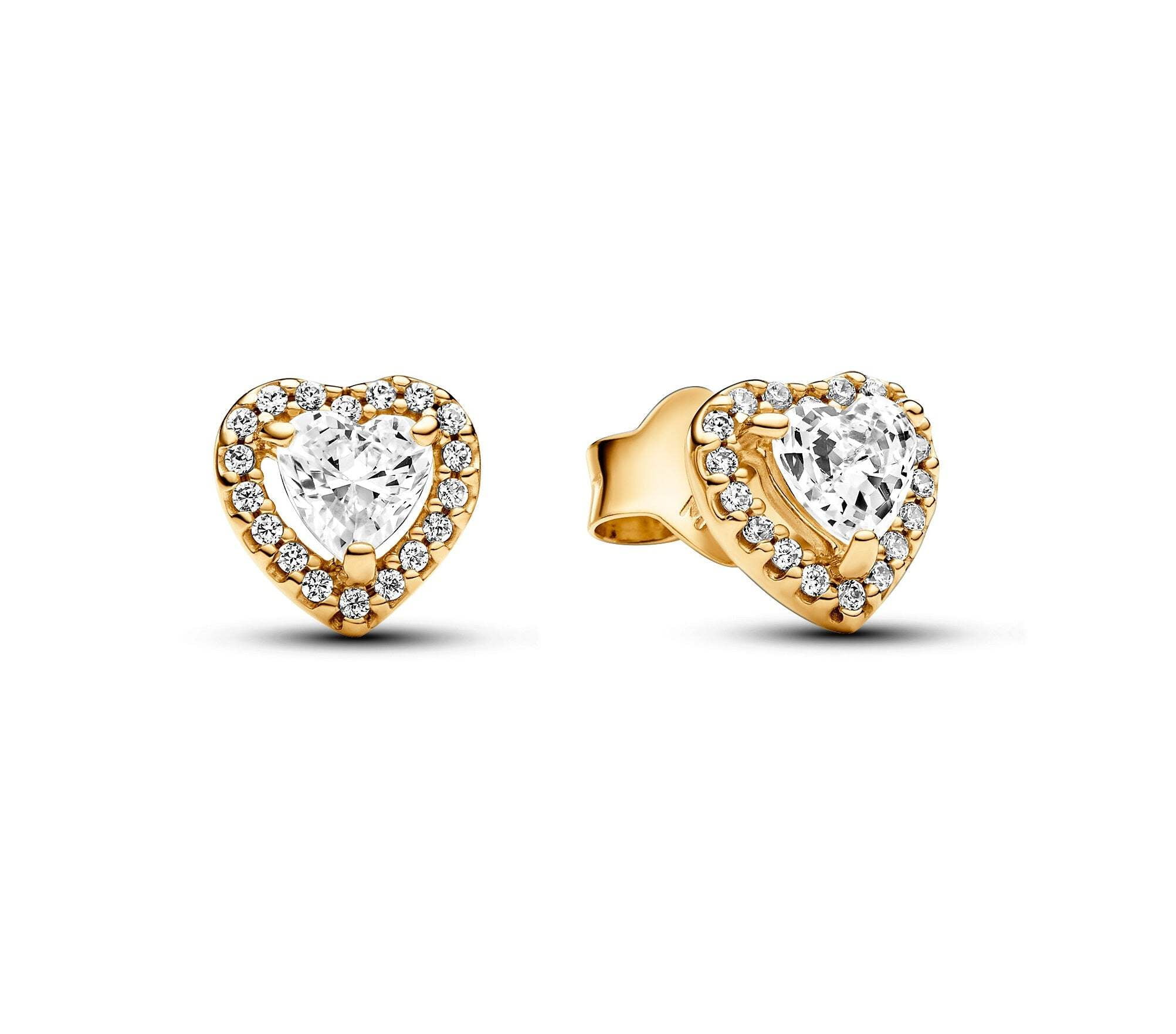 PANDORA Sparkling Elevated Heart Stud Earrings