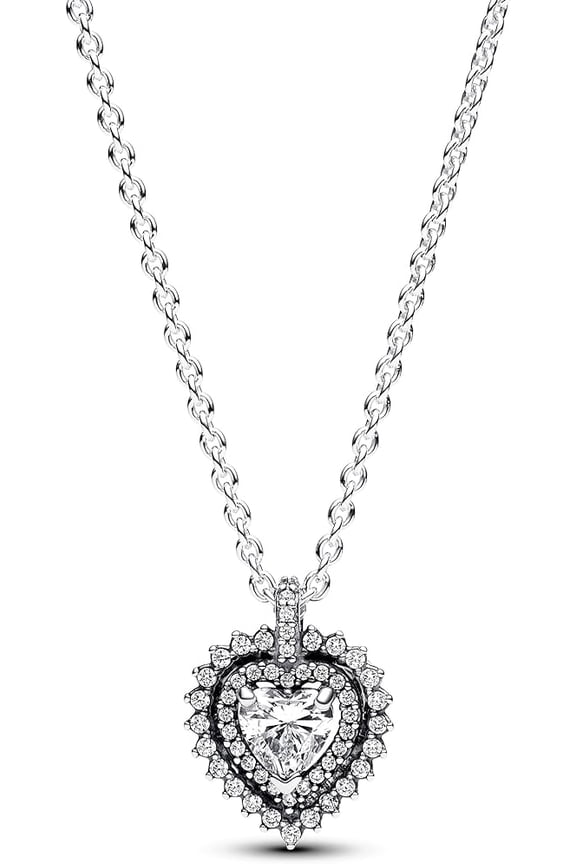 Sparkling Heart Halo Pendant Necklace - 393099C01-45