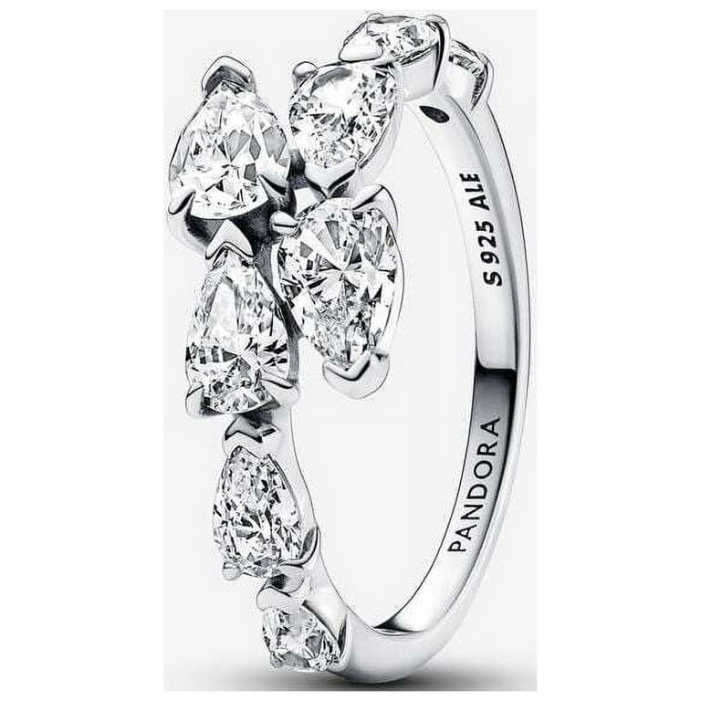 Pandora Sparkling Overlapping Band Ring Sterling silver Size 56 With Gift Box Walmart