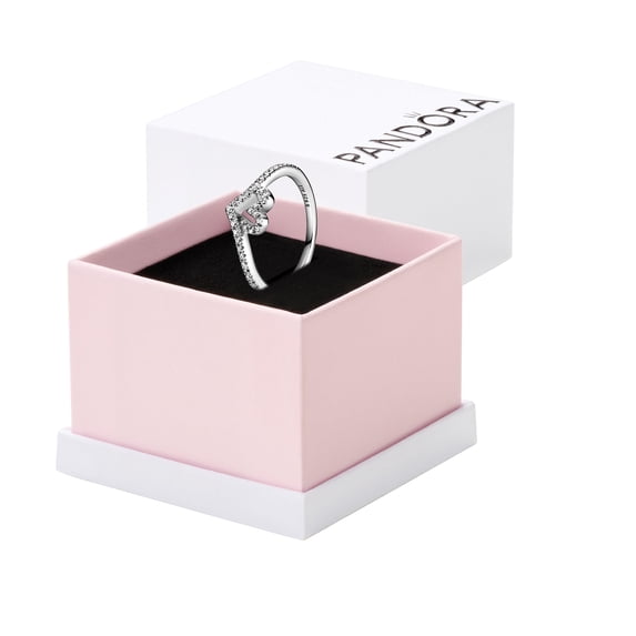 Pandora Sparkling Wishbone Heart Ring - 199302C01-54