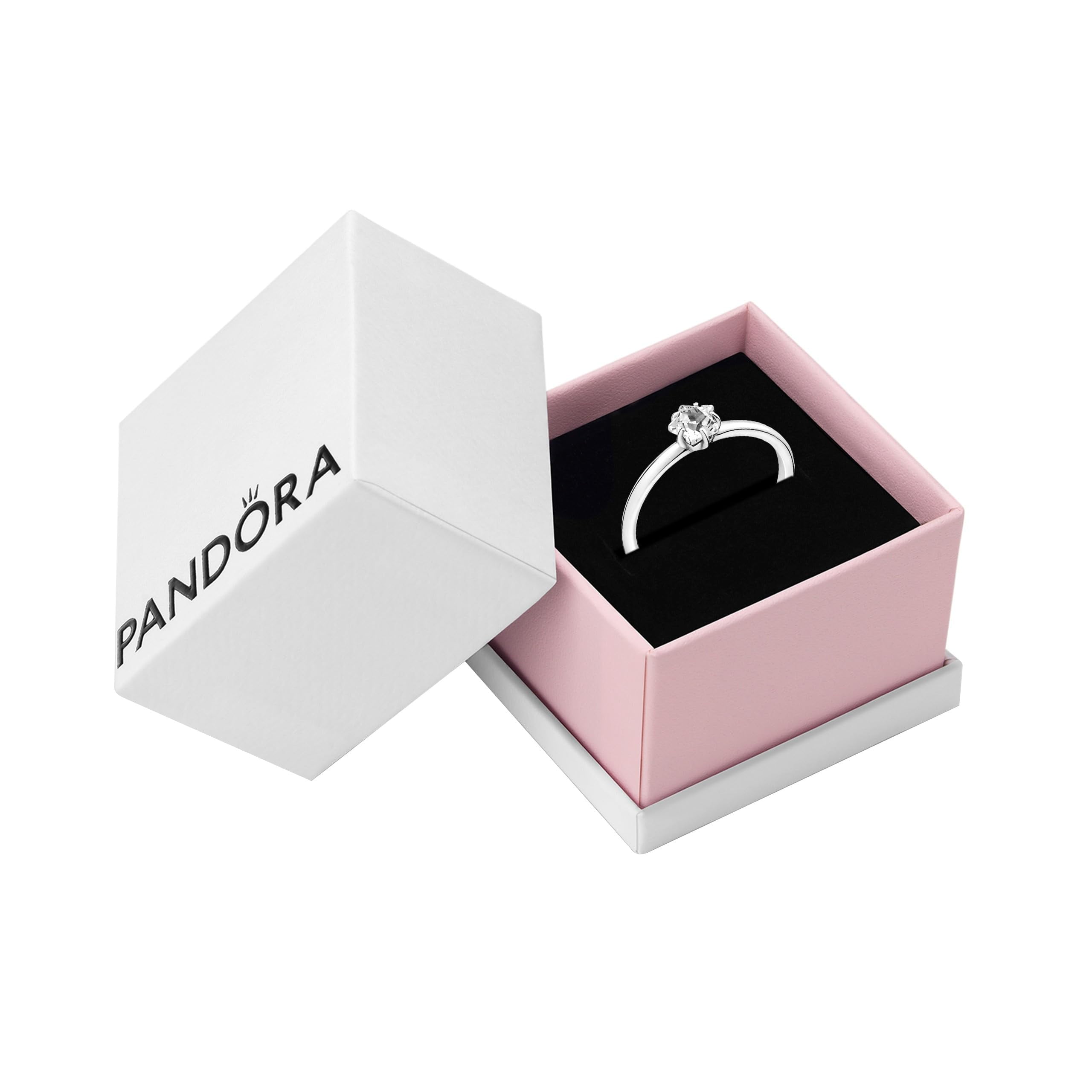 Pandora Star Sterling Silver Ring With Clear Cubic Zirconia, Size 58, With Gift Box