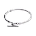 thumbnail image 1 of Pandora Sterling Silver Women's Moments T-Bar Snake Chain Charm Bracelet, 1 of 4