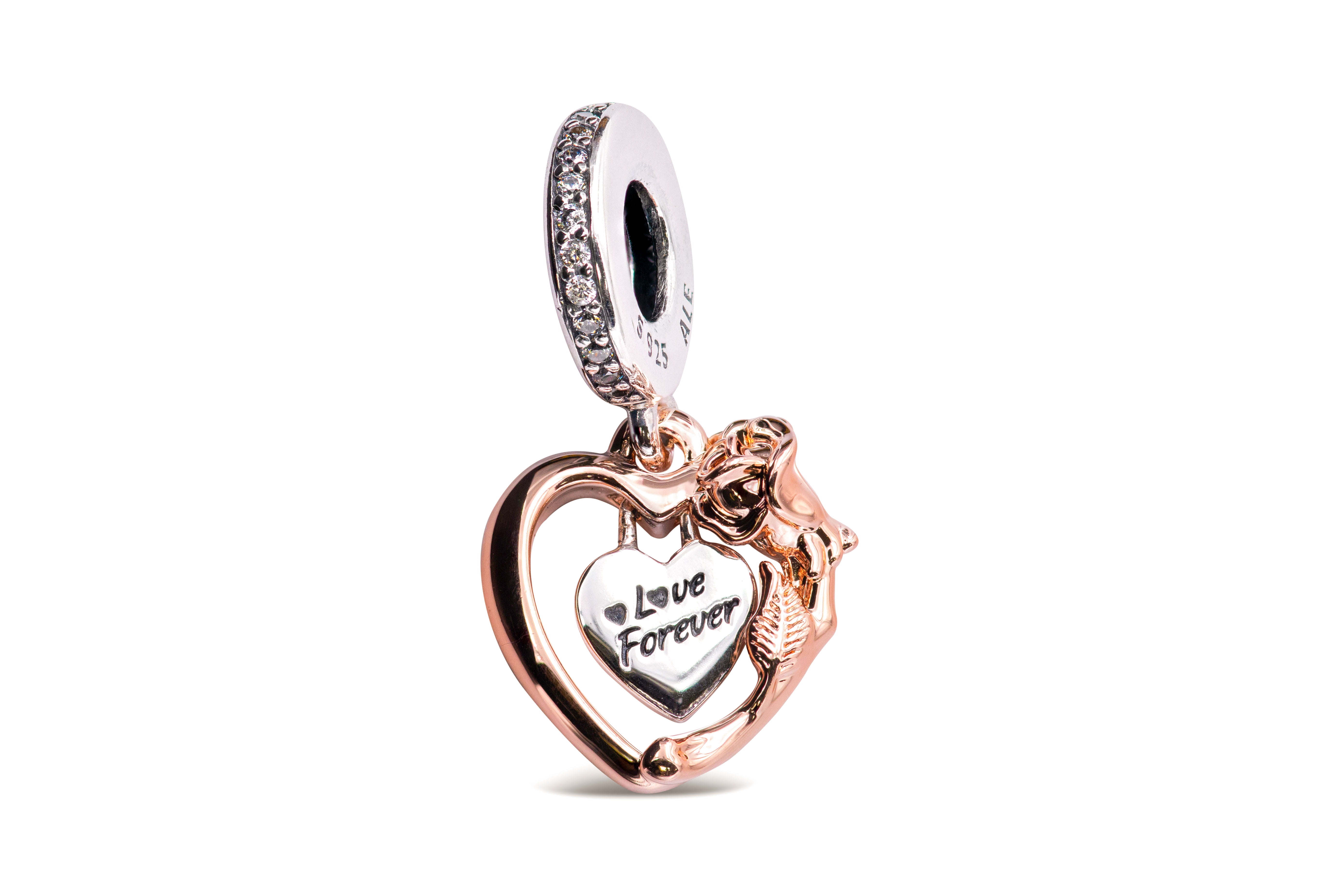 Pandora Sterling Silver Heart and Flower Charm with Bahrain Ubuy