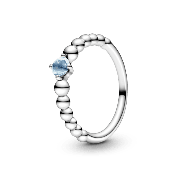 Pandora Sterling silver ring with water blue crystal size 56 ring 198867C01-56