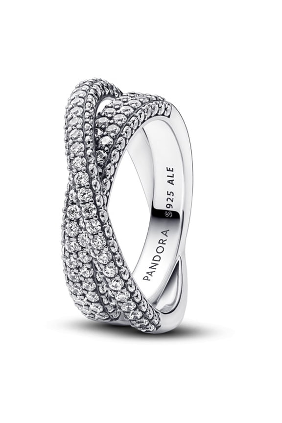 Timeless Pave Crossover Dual Band Ring