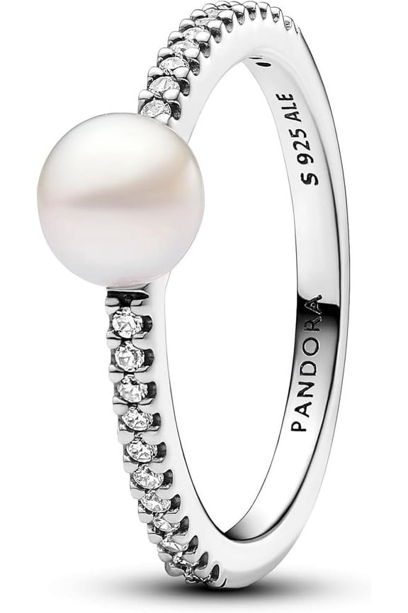 Treated Freshwater Cultured Pearl & Pave Ring