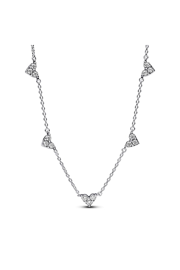Triple Stone Heart Station Chain Necklace - 393160C01-45
