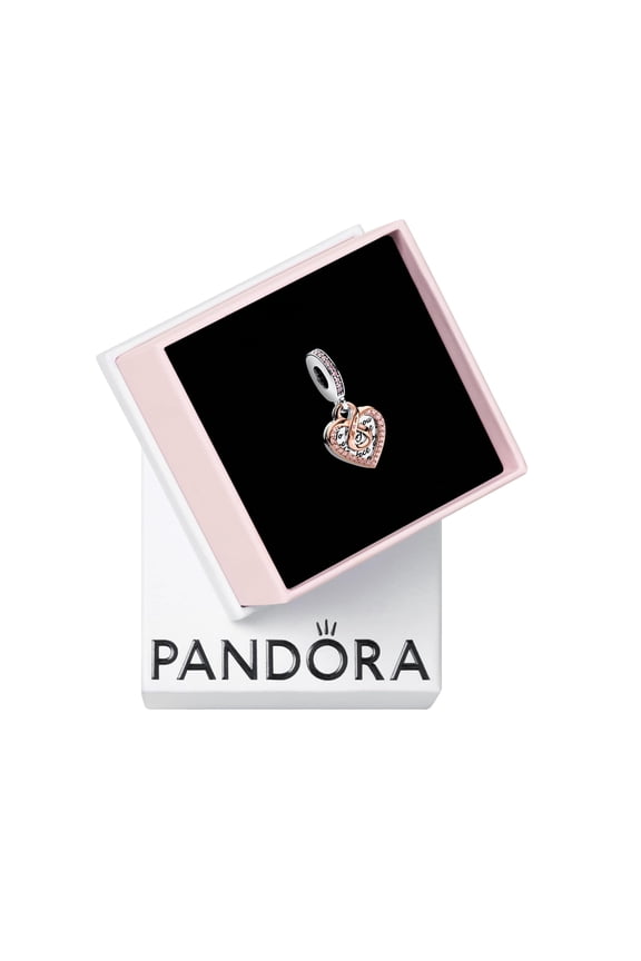 Two-tone Infinity Heart Double Dangle Charm