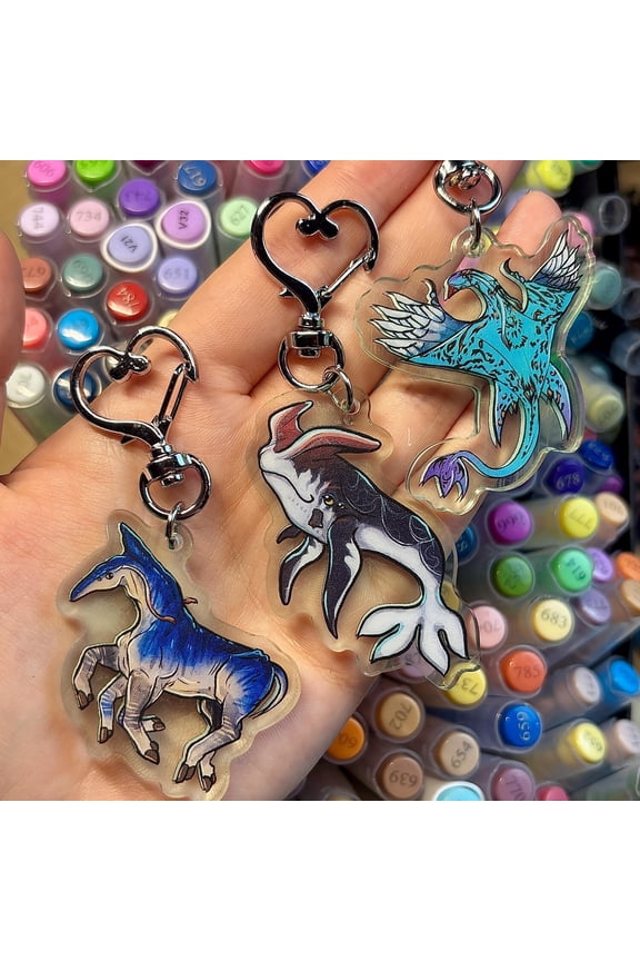 Pandora fauna animals blue alien INSPIRED keyring! blue acrylic double sided keychains, charms, ita bag (1 keychain)