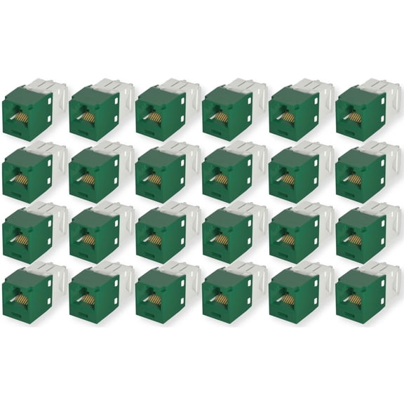 Panduit CJ688TGGR Category 6 TX6 PLUS Mini-Com UTP Jack Modules (Pack of 24), Green, TG Style, Toolless, RJ45 Ethernet High Performance Network Module, T568A/T568B Wiring