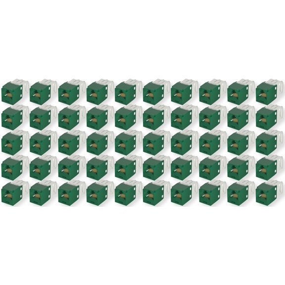 Panduit CJ688TGGR Category 6 TX6 PLUS Mini-Com UTP Jack Modules (Pack of 50), Green, TG Style, Toolless, RJ45 Ethernet High Performance Network Module, T568A/T568B Wiring