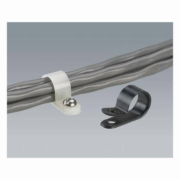 Panduit CCS50-S8-C Fixed Diameter Cable Clamp, Nylon 6.6, #8 Screw Mounting Method, .60" Bundle Offset, .50" Max Bundle Diameter, .37" Width (Pack of 100)