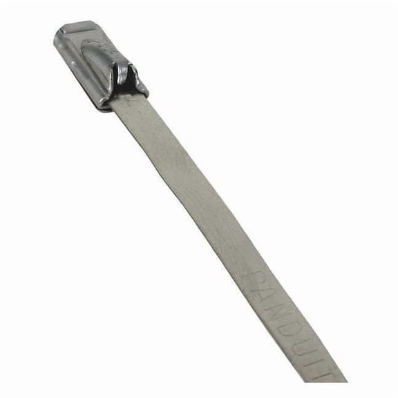 Cable Tie, 5 in L, 1 in Max Bundle Dia., Silver, 304 Stainless steel, 200 lb Strength, 100 PK