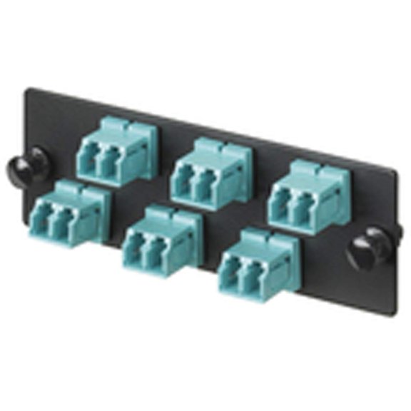 Panduit FAP6WAQDLCZ Multi-Mode 6-Port Fiber Adapter Panel with Zirconia Ceramic Split Sleeve, Aqua CA3