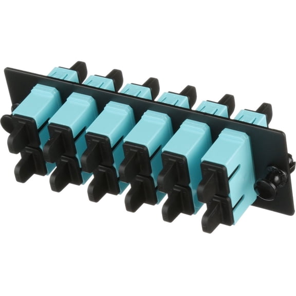 Panduit FAP6WAQDSCZ Multi-Mode 6-Port Fiber Adapter Panel with Zirconia Ceramic Split Sleeve, Aqua