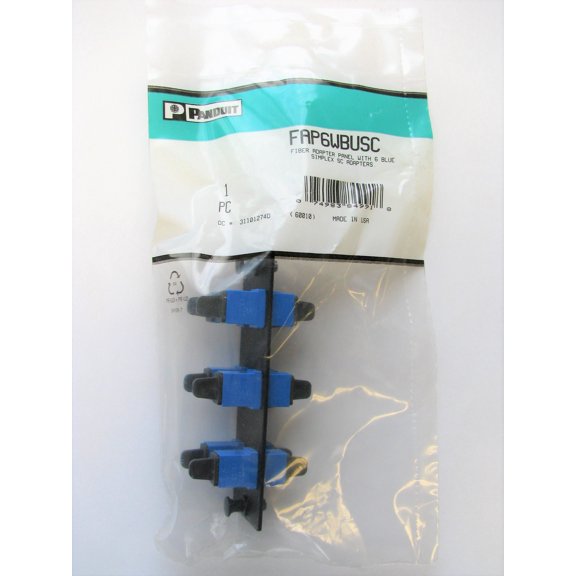 Panduit FAP6WBUSC Opticom 6-Port SC Simplex Multimode Fiber Adapter Panel, Blue