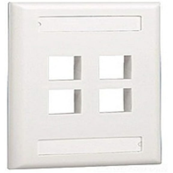 Panduit NetKey NK4FWHY 4 Socket Faceplate - White - 4 x Sockets - 1-Gang - Label Pocket