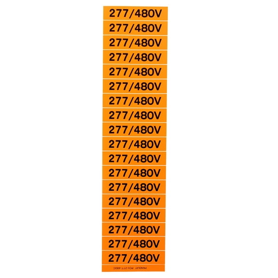 Panduit PCV-277/480C Pre-Marked Black & Orange Vinyl Cable Marker (5 Pack)