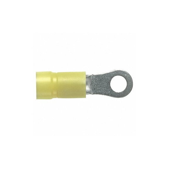 Panduit PV10-14R-L Ring Terminal, Vinyl Insulated, 12 - 10 AWG, 1/4-Inch Stud Size, Funnel Entry, Yellow (50-Pack) CA2