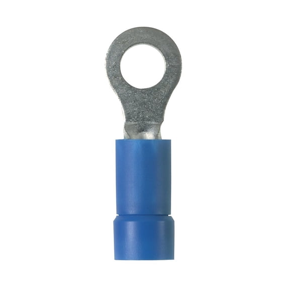 Panduit PV14-10R-C Ring Terminal, Vinyl Insulated, 16 - 14 AWG, #10 Stud Size, Funnel Entry, Blue (100-Pack) CA2