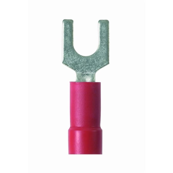Panduit PV18-8F-CY Fork Terminal, Vinyl Insulated, 22 - 16 AWG, #8 Stud Size, Funnel Entry, Red (100-Pack) CA2