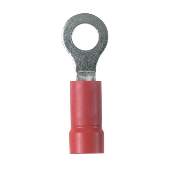 Panduit PV18-8R-CY Ring Terminal, Vinyl Insulated, 22 - 18 AWG, #8 Stud Size, Funnel Entry, Red (100-Pack) CA2