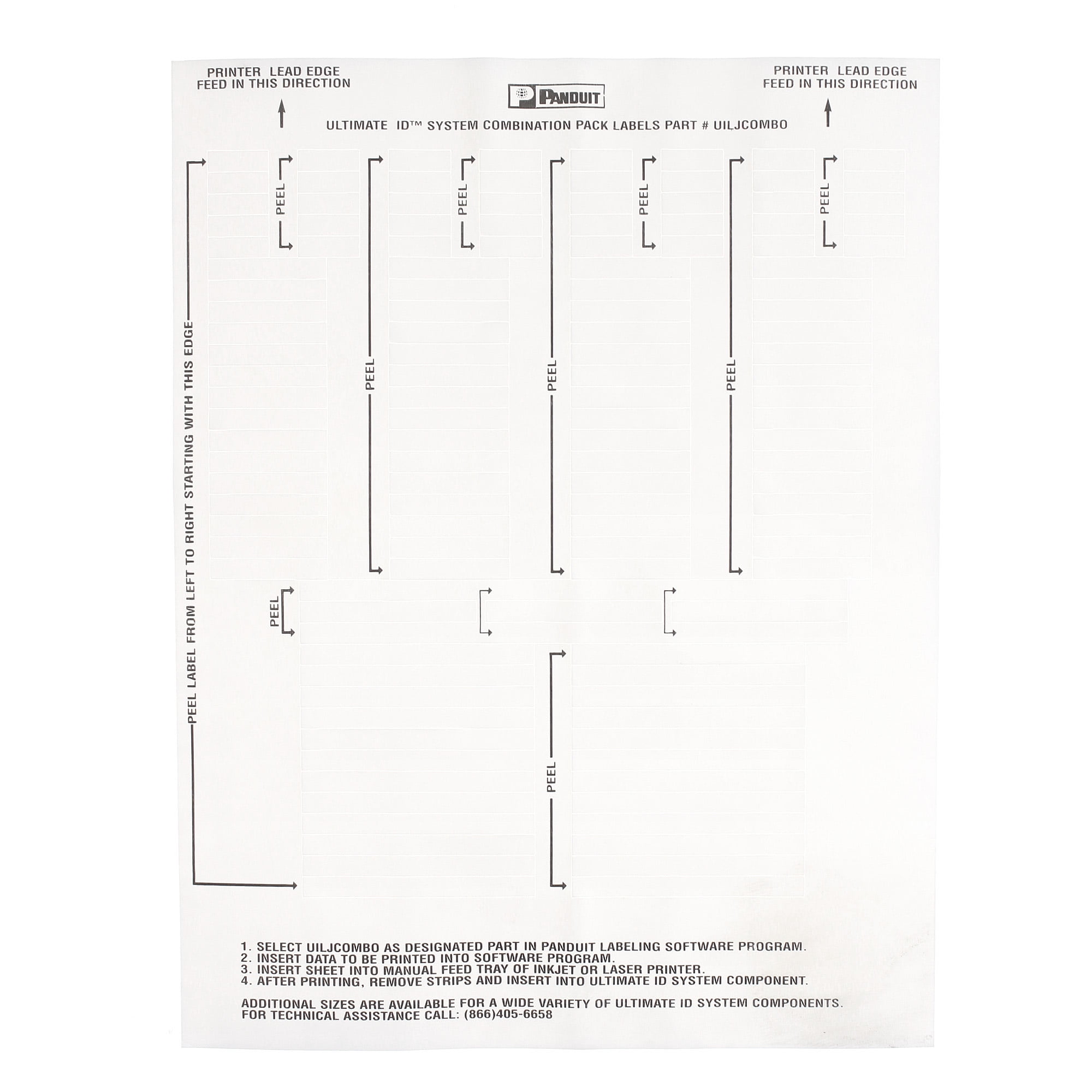 Panduit NonAdhesive White Polyester Combination Label Sheets
