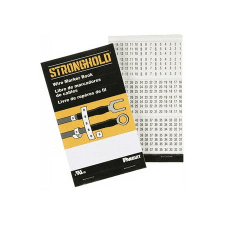 Panduit PCMB-3 Pre-Printed Wire Marker Book, Vinyl Cloth, .22 by 1.38-Inch L, 1 Thru 45 Legends Only