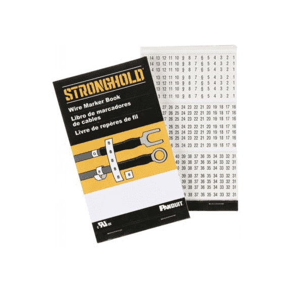 Panduit PCMB-3 Pre-Printed Wire Marker Book, Vinyl Cloth, .22 by 1.38-Inch L, 1 Thru 45 Legends Only