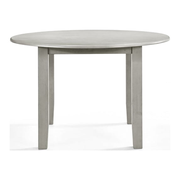 Pane 47 Inch Rounded Wood Dining Table Smooth Gray Finish Tall Block Legs - Saltoro Sherpi