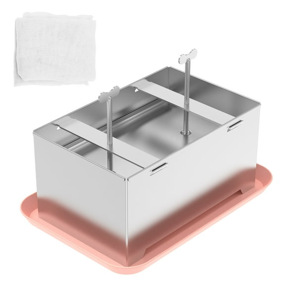 Paneer Press Kit Efficient Tofu Press Maker Stainless Steel Tofu Maker Mold Easy to Use Paneer Maker with Drip Tray and Tofu Press Cloth for Home Kitchens