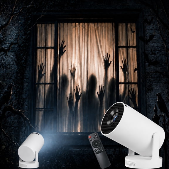 Panefright Halloween Window Projector, Bluetooth and Wifi Capabilities, Flexible 180° Projection and Automatic Image Calibration, HD Input Support with Built-In Audio, Suitable for Halloween