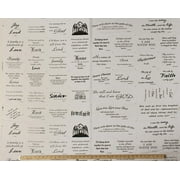 Panel 31.5" X 44" Bible Scripture Scriptural Verses Wise Sayings Quilting Blocks Cotton Fabric Print Panel (Off-White)