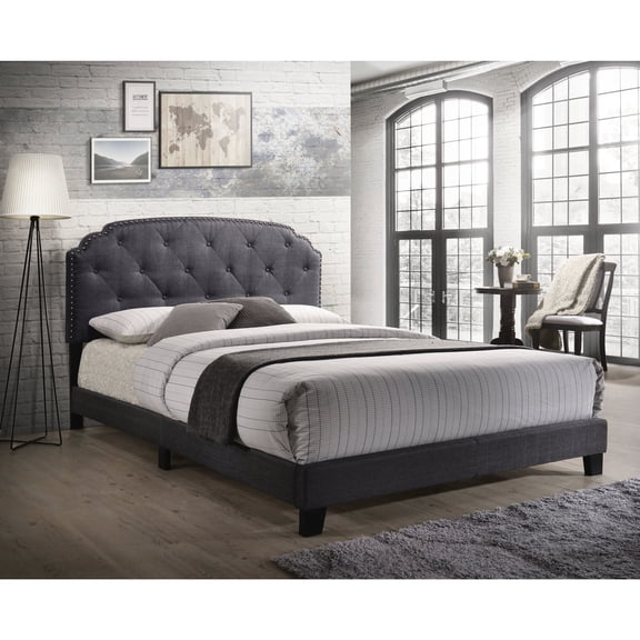 Panel Bed with Grey Fabric / Integrate with Diverse Interior Palettes