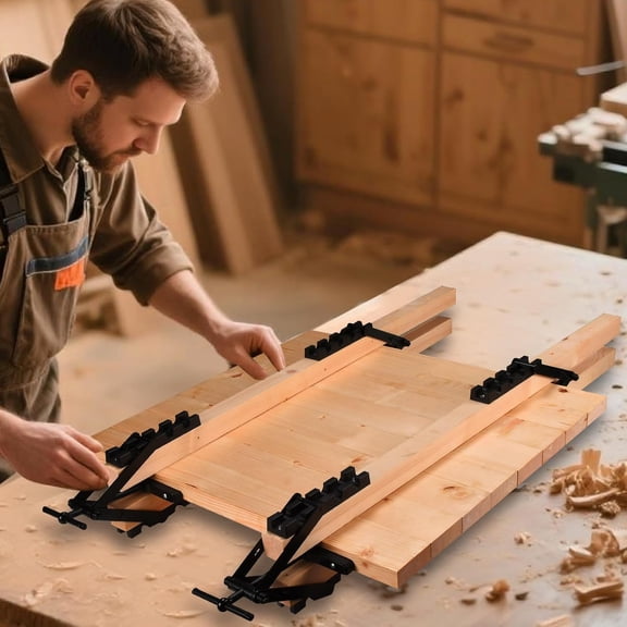 Panel Clamps Woodworking, Panel Clamp, 2 Pack of 4 Way Pressure Clamps, Compatible with Two Mounting Methods, Suitable for Bonding Tabletops, Shelves, and Laminate Surfaces(2pc)