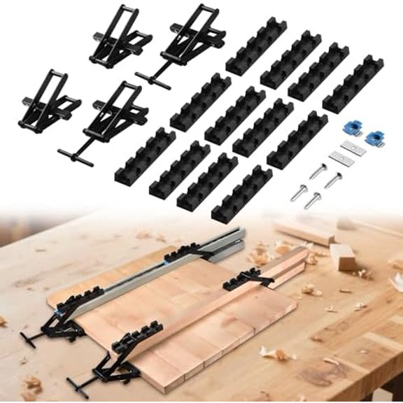 Panel Clamps Woodworking, Panel Clamp, 2 Pack of 4 Way Pressure Clamps, Compatible with Two Mounting Methods, Suitable for Bonding Tabletops, Shelves, and Laminate Surfaces(2pc)