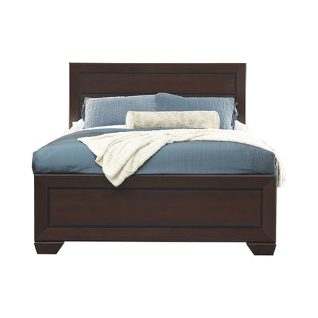 Panel Design Eastern King Bed with Contrasting Recessed Grooves Dark Brown - Saltoro Sherpi