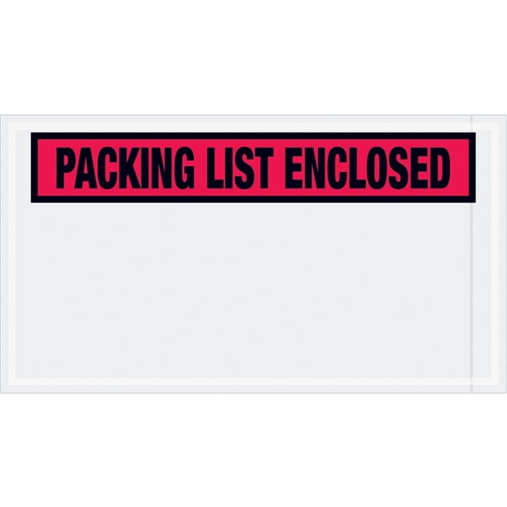 Panel Face Red "Packing List Enclosed" Envelopes 5 1/2" X 10" (1000