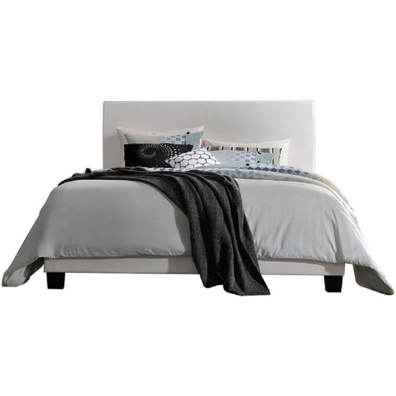 Panel Faux Leather Queen Bed, White