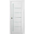 thumbnail image 1 of Panel Lite Pocket Door 42 x 80 with Frames | Quadro 4088 White Silk with Frosted Opaque Glass | Kit Trims Rail Hardware | Solid Wood Interior Pantry Kitchen Bedroom Sliding Closet Sturdy Doors, 1 of 6